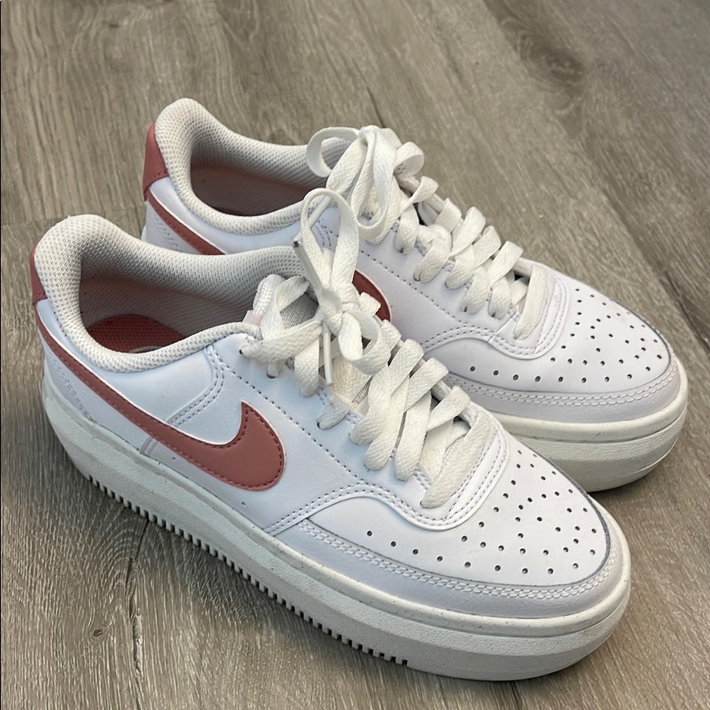 White and Pink Nike Sneakers platform
